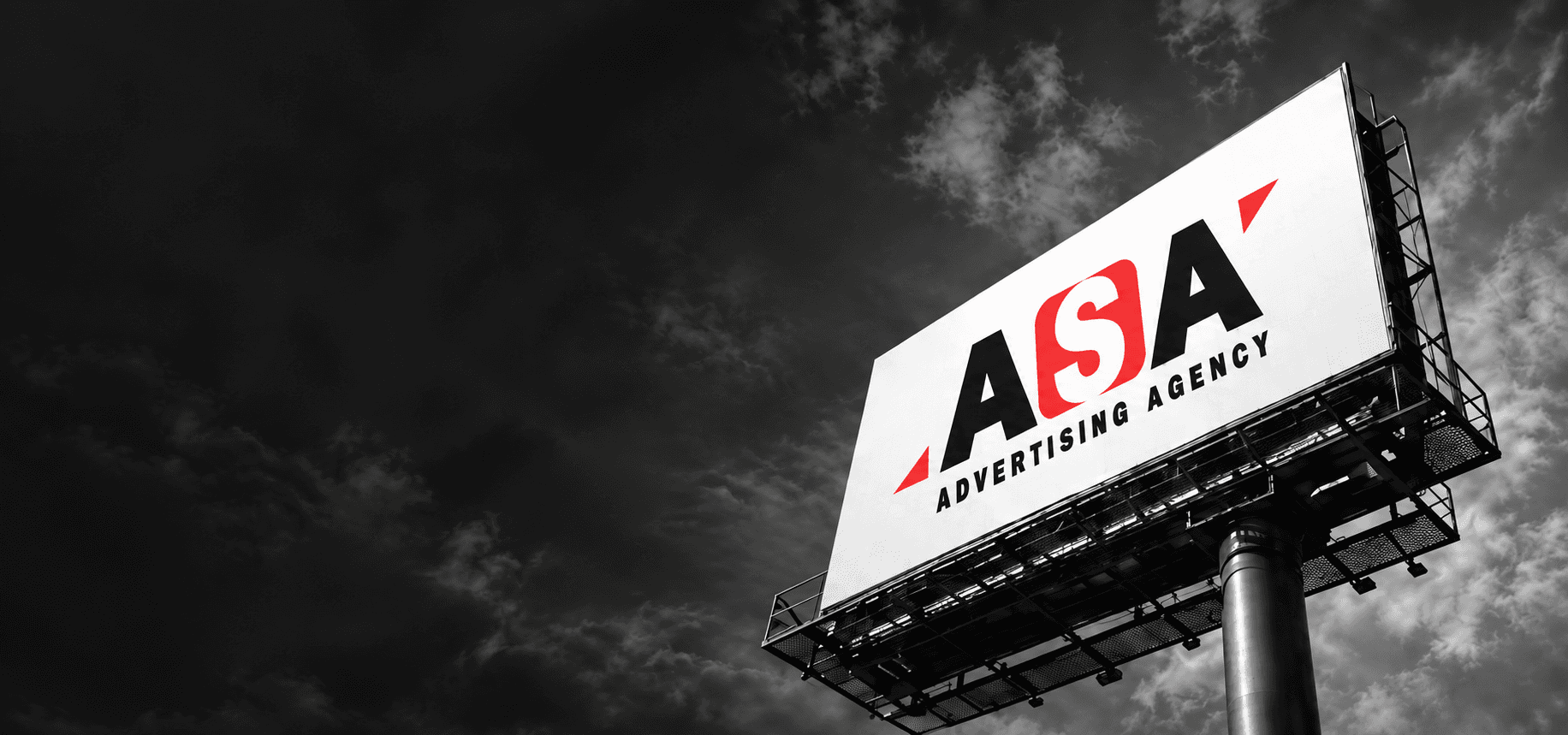 ASA billboard against a cloudy sky